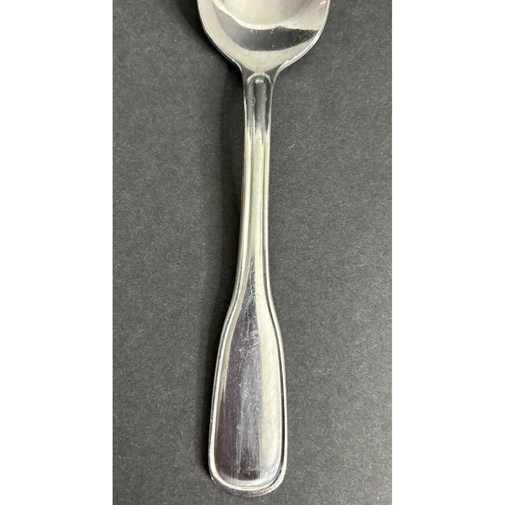 2 Oneida Stanford Place Oval Soup Spoons Stainless Flatware Minimalist 7 1/2